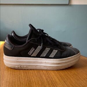 adidas Black Platform Sneakers with Crystal Three Stripes